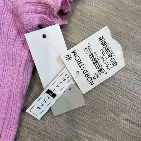 BP Sort Sleeve Pink Ribbed 1/4 Button Down Top - NWT - Picture 6 of 6